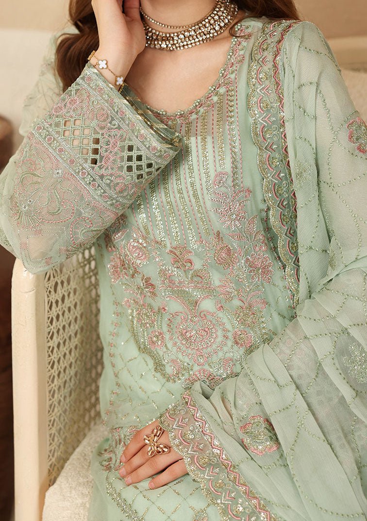 Ramsha Sunheri Pakistani Luxury Chiffon Dress- db30580
