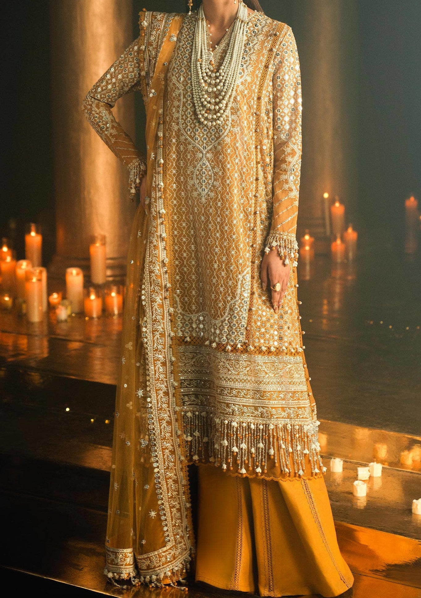 Sana Safinaz Pakistani luxury Woven Net Dress - db25826