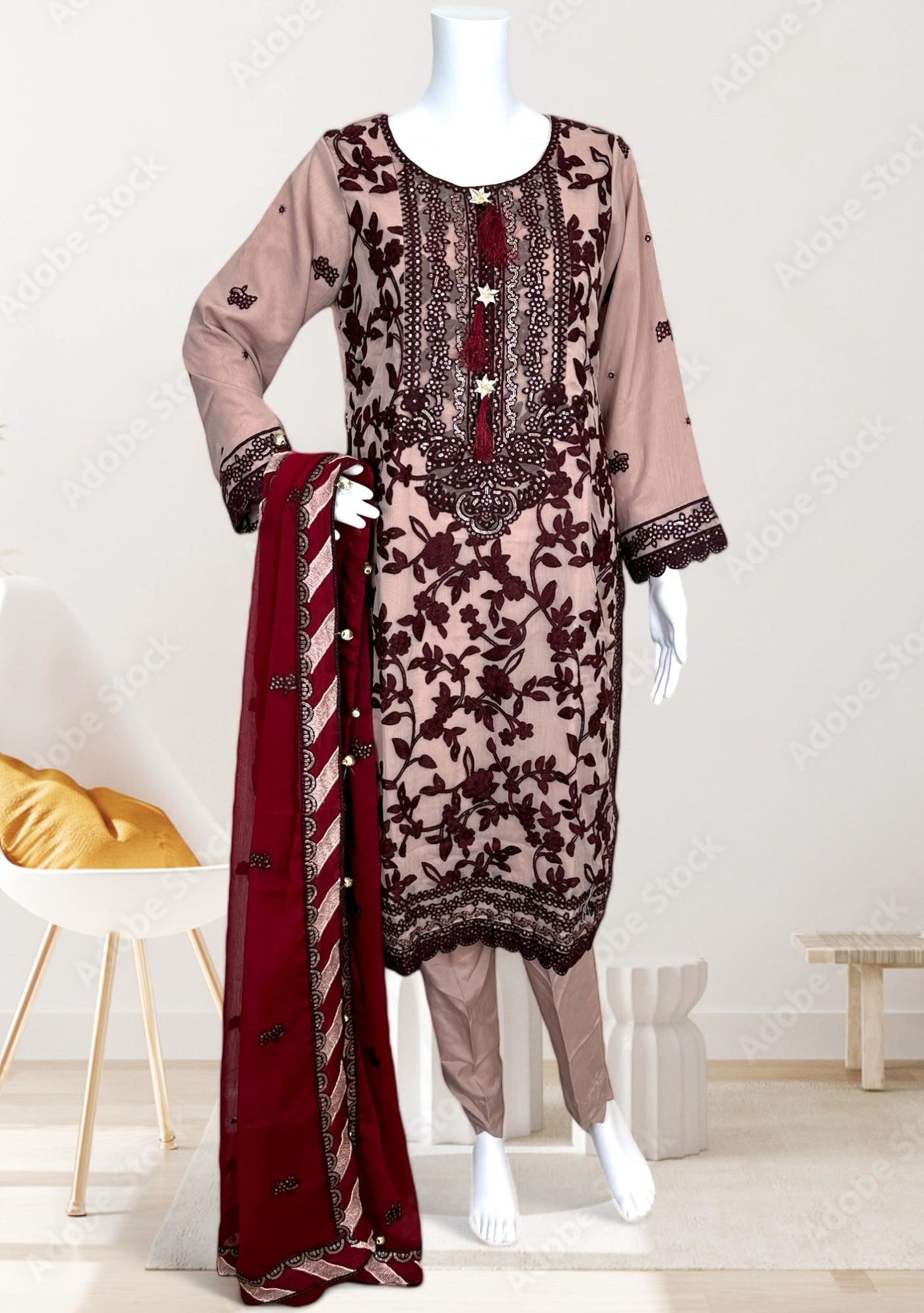 Tawakkal Replica Embroidered Chiffon Dress - db25275