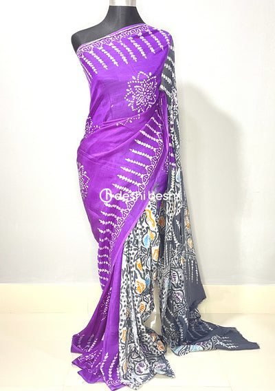 Boutique Designer Batik Printed Silk Saree