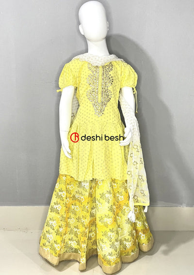 Aarong Printed Embroidered Mixed Cotton Ghagra Choli - db18835