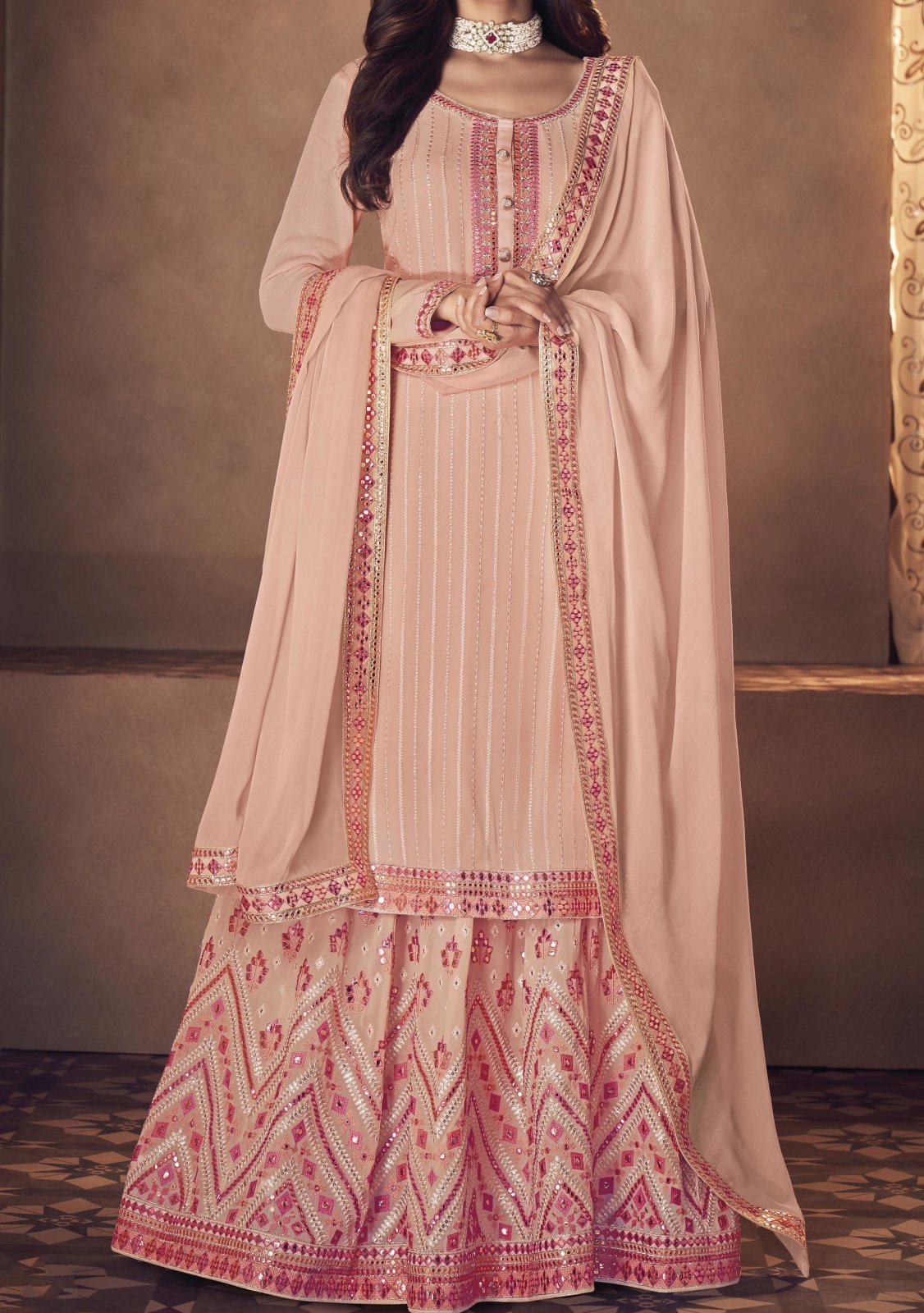 Aashirwad Sayuri Designer Rivaaj Kameez Style Lehenga Suit: Deshi Besh.