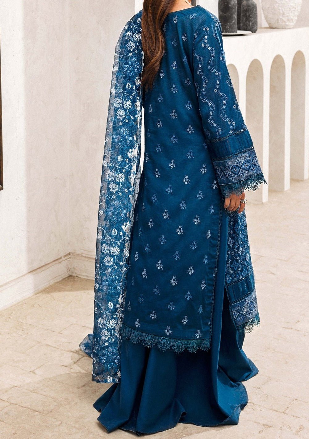 Adan's Libas Chikankari Pakistani Embroidered Lawn Dress - db25438