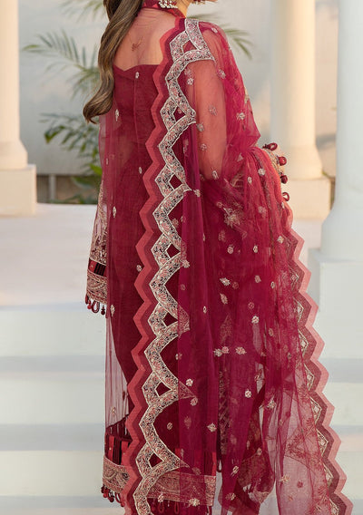Adan's Libas Claret Luxury Pakistani Net Dress - db21169