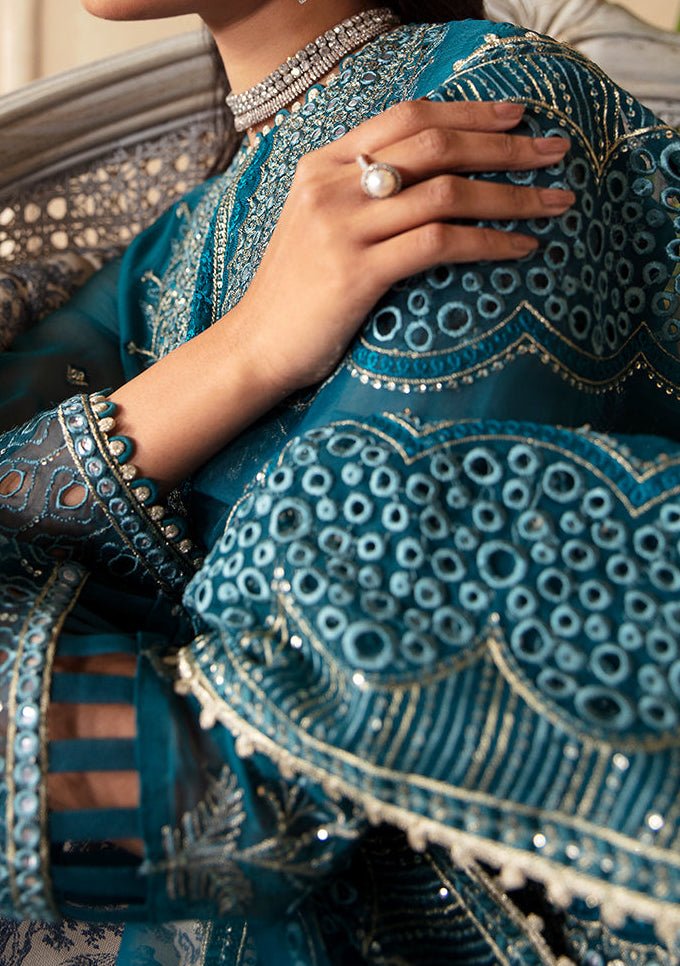 afrozeh blue dress Sapphire Elegance by Afrozeh Luxury Embroidered Dress