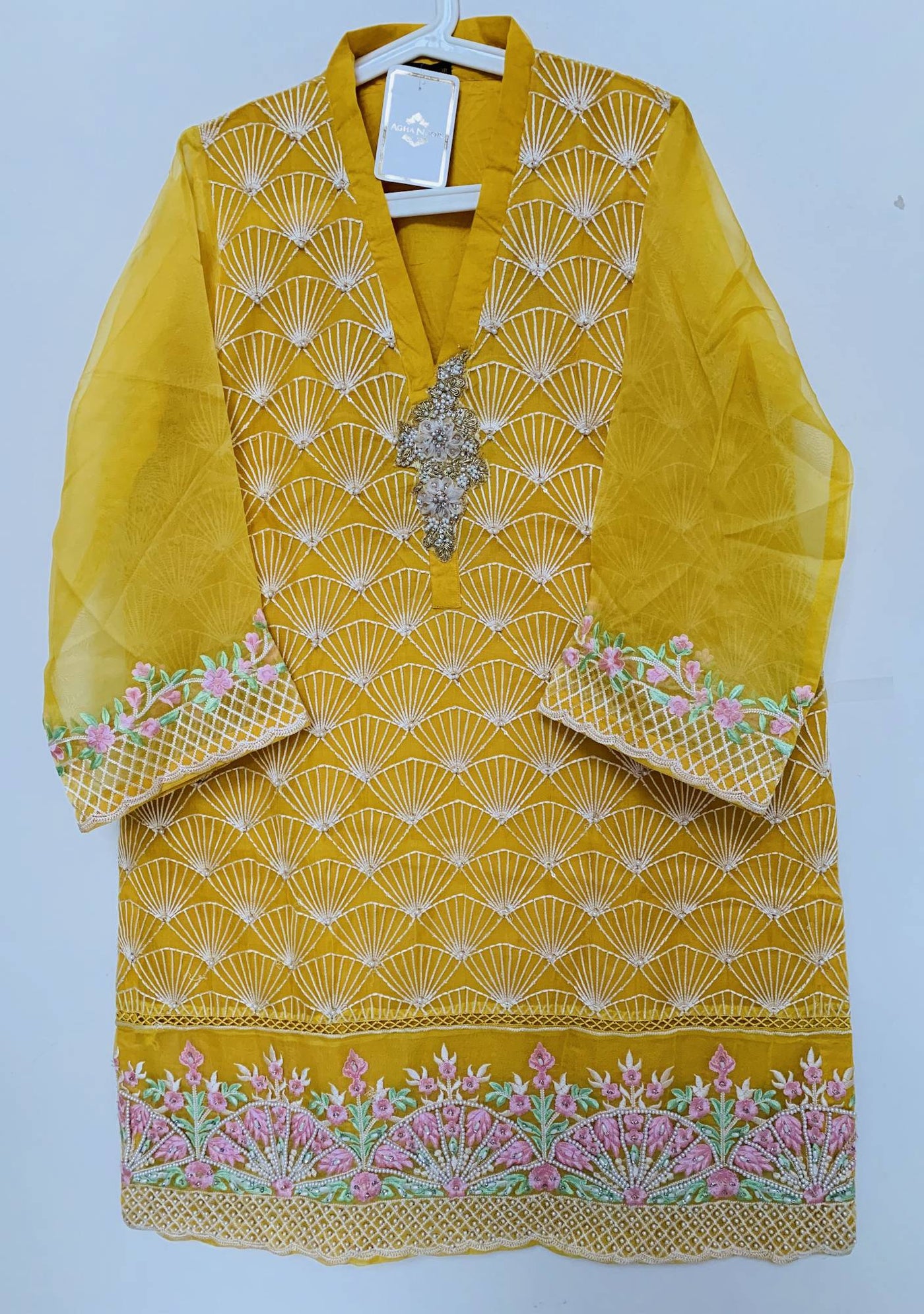 Agha Noor Pure Organza Three Pieces Pakistani Dress - db12858