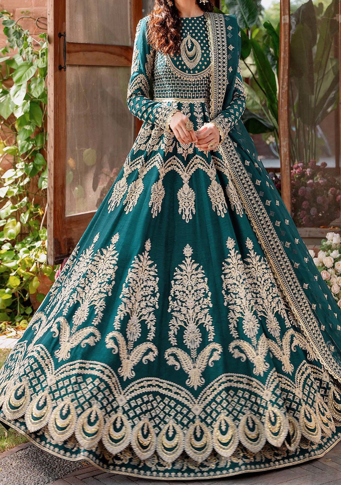 Akbar Aslam Jahanara Pakistani Raw Silk Anarkali - db24738