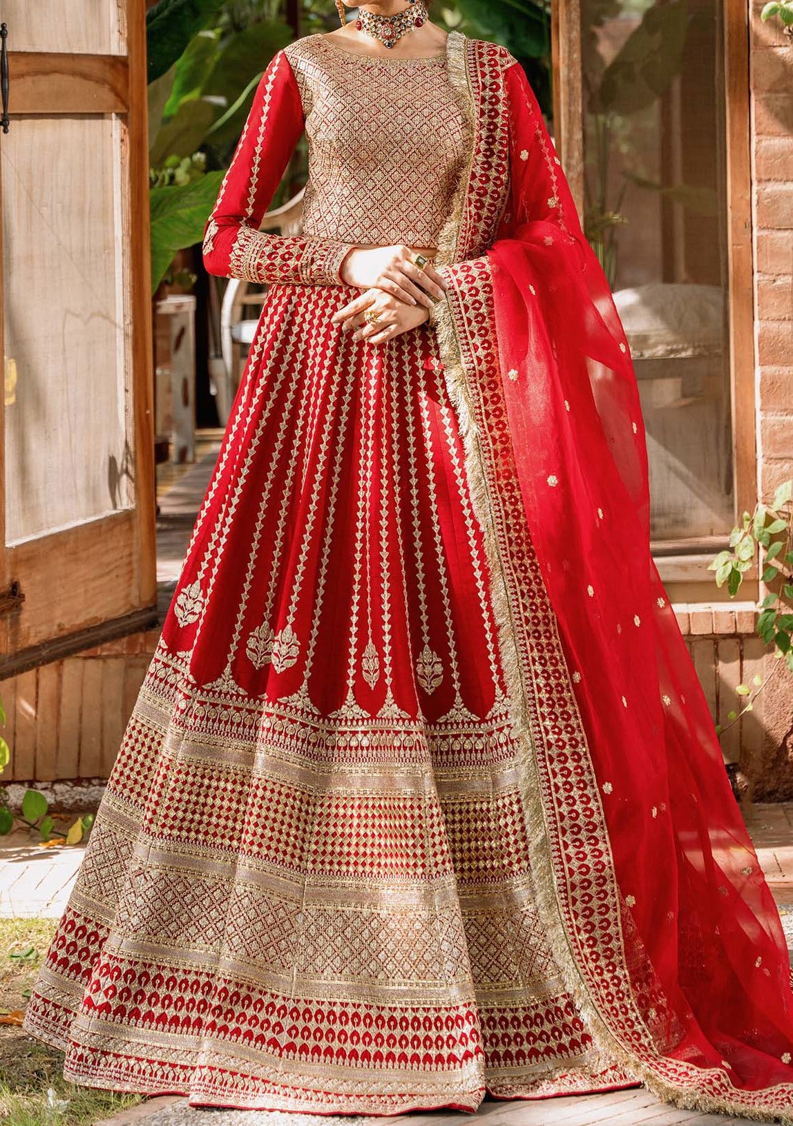 Akbar Aslam Nawazish Pakistani Raw Silk Lehenga Choli - db24740