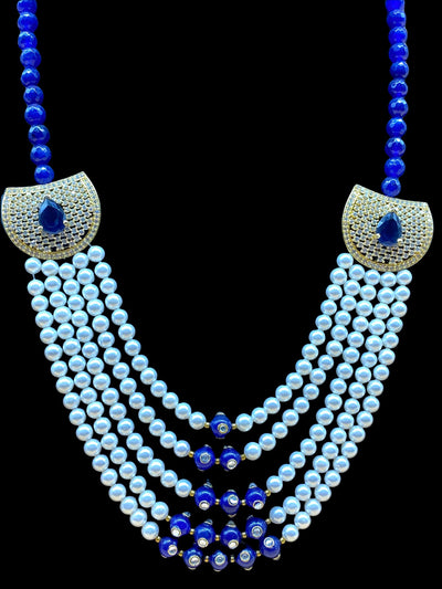 American Diamond Stone Pearl Necklace Set - dba040