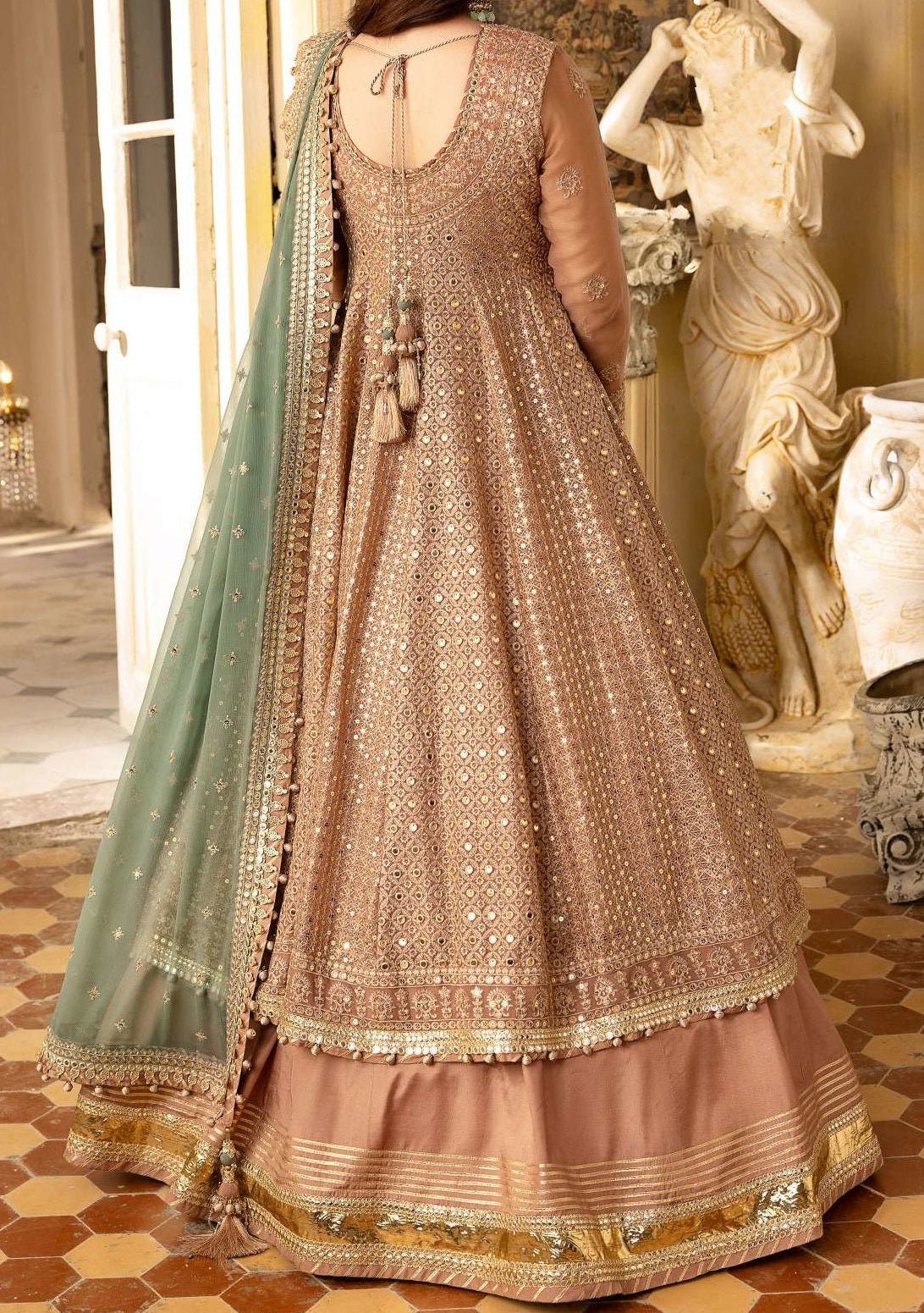 Green Lehenga Suit Peplum Long Top Choli Indian Ethnic Wedding Dress  Embroidery | eBay