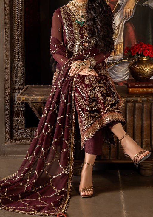 Asim Jofa Velvet Festive Pakistani Chiffon Dress - db24125