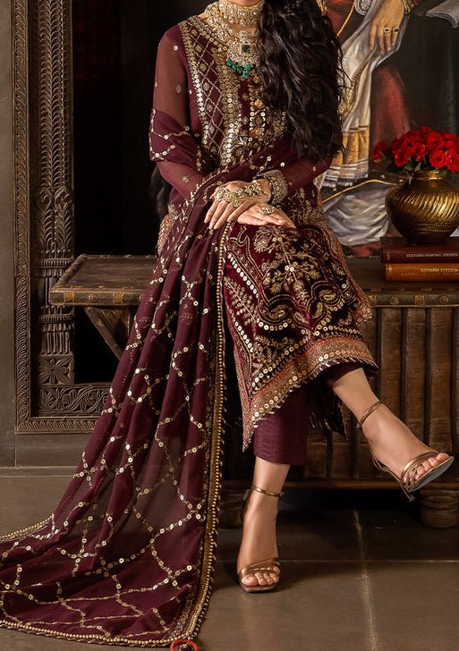 asim jofa brown dress AJBN-09 EMBROIDERED CHIFFON 3 PCS