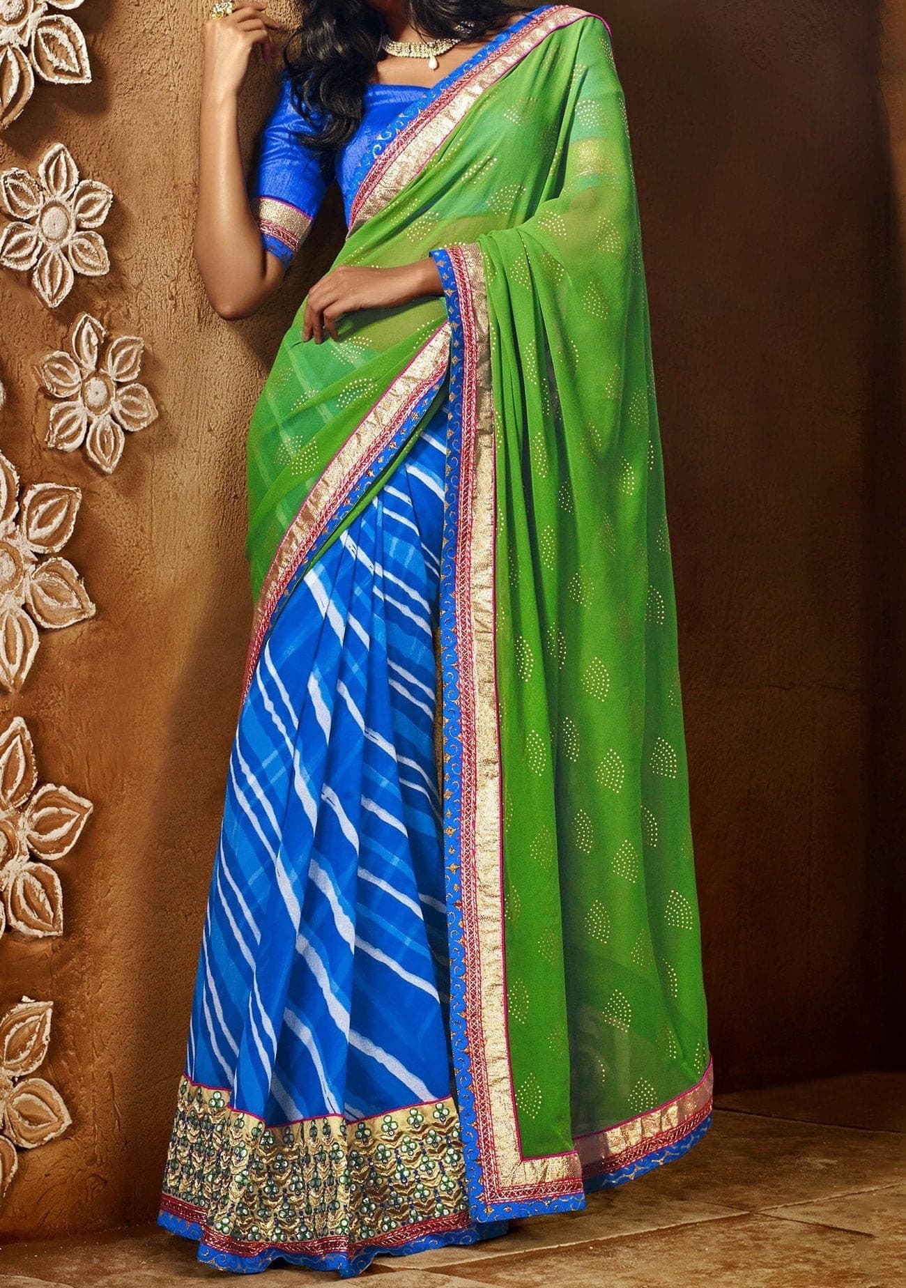 Bandhani Banarasi Chunri Georgette Designer Saree: Deshi Besh.