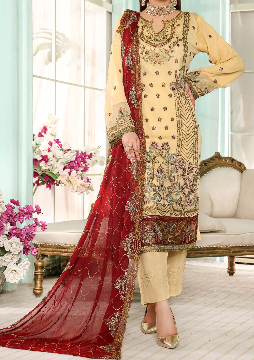 Bin Hameed Daneen Heavy Embroidered Chiffon Dress - db24966