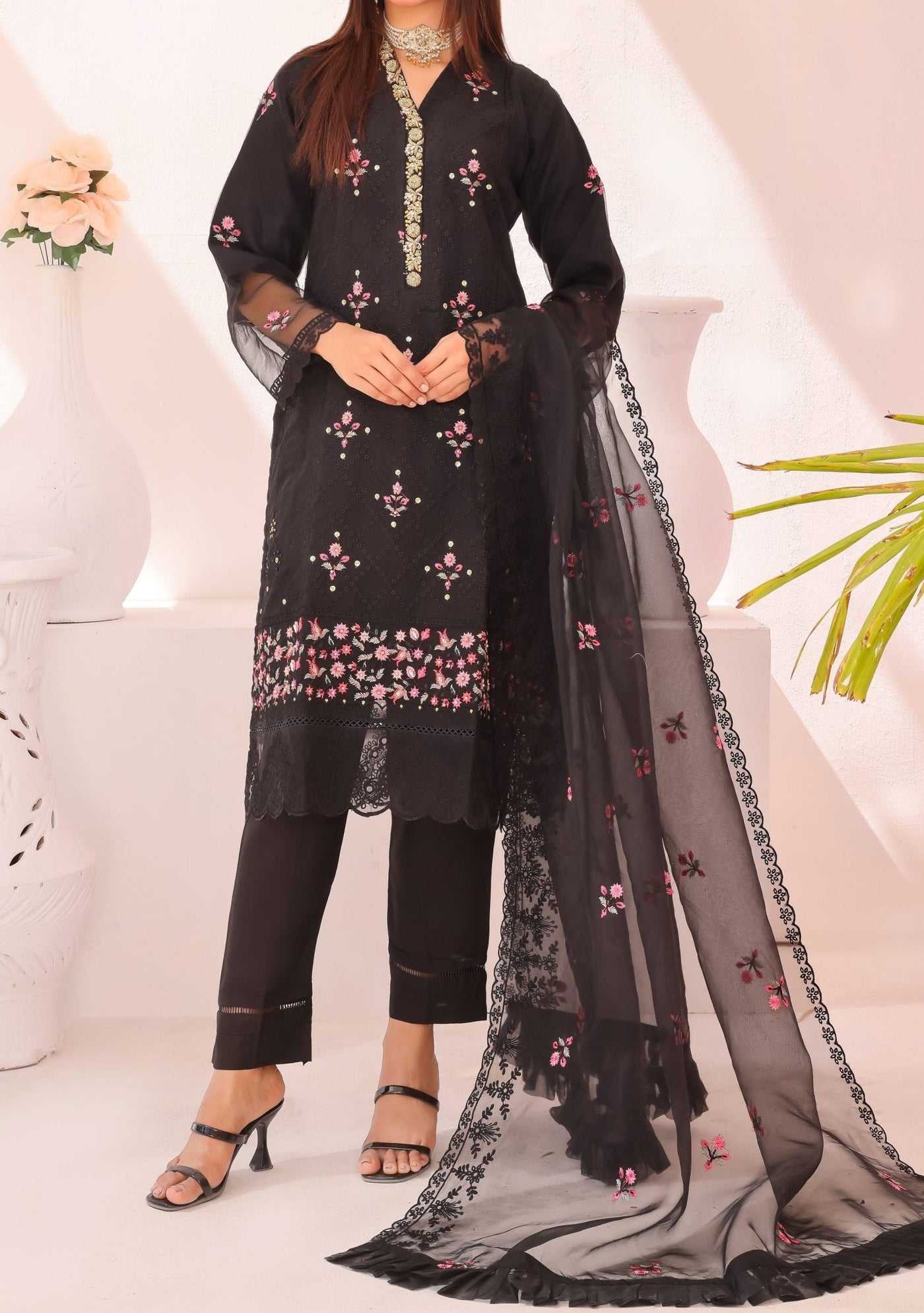 Bin Hameed Gul E Lala Heavy Embroidered Organza Dress - db25671