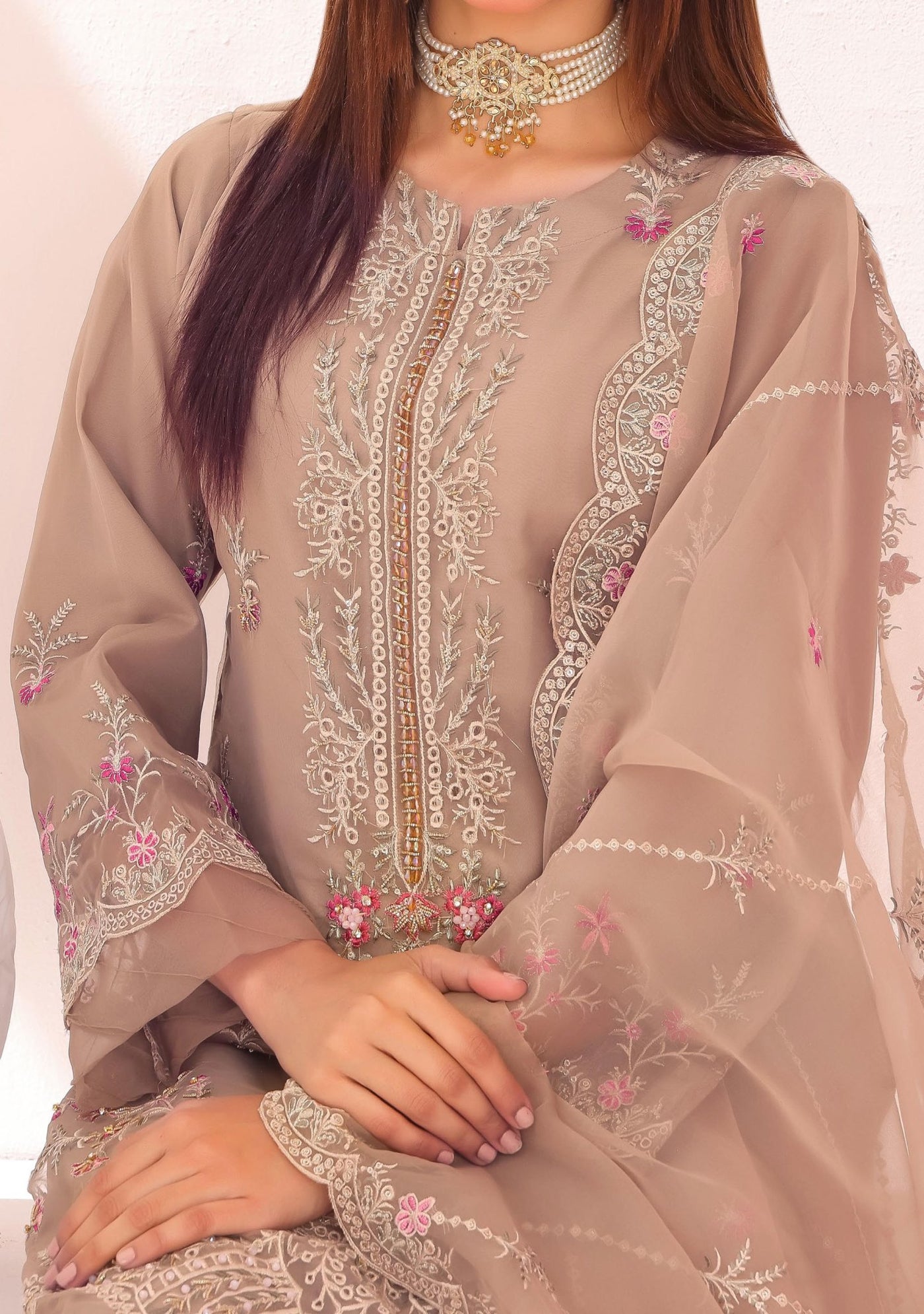 Bin Hameed Gul E Lala Heavy Embroidered Organza Dress - db25670