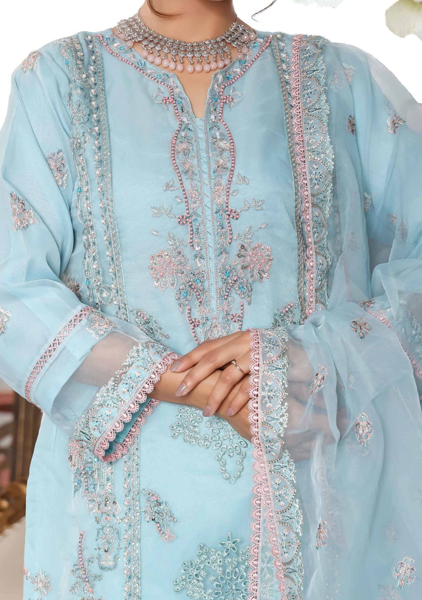 Bin Hameed Hadiya Heavy Embroidered Organza Dress - db25196