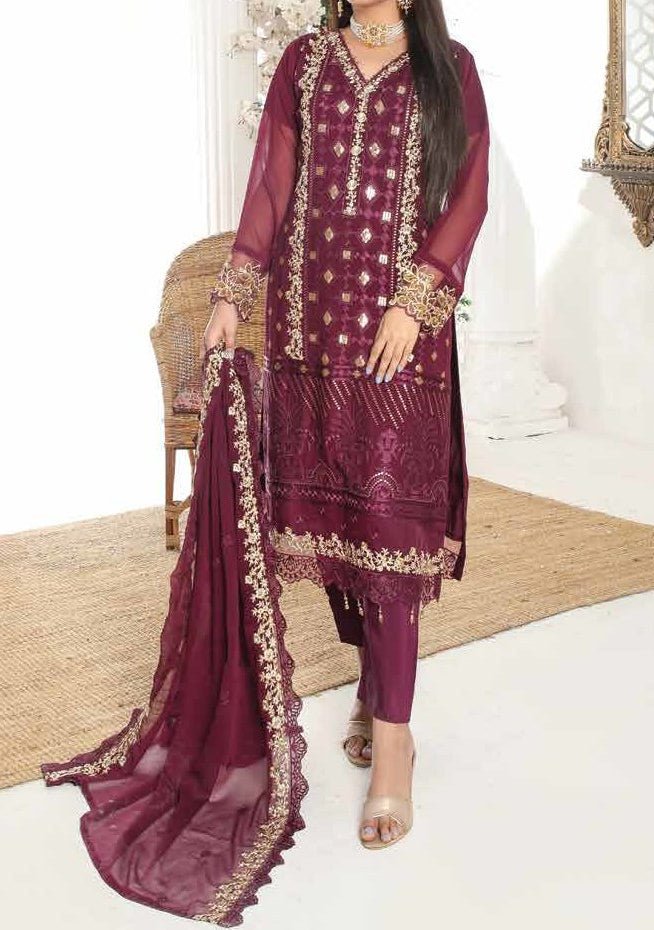 Bin Hameed Hoorain Heavy Embroidered Chiffon Dress - db25424