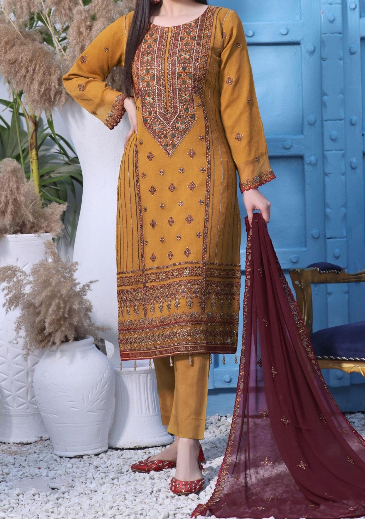 Bin Hameed Rameen Heavy Embroidered Chiffon Dress - db25322