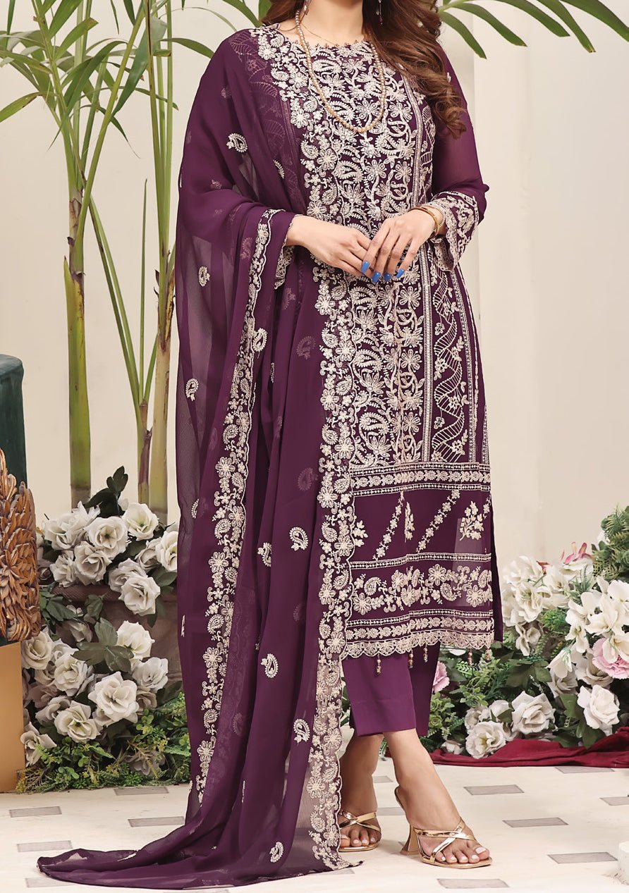 Bin Hameed Ready Made Heavy Embroidered Chiffon Dress - db24581
