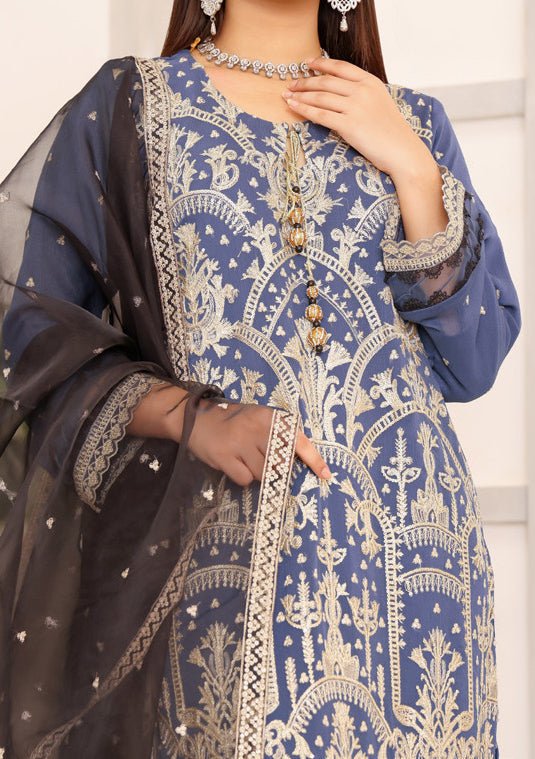 Bin Hameed Ready Made Heavy Embroidered Chiffon Dress - db24874