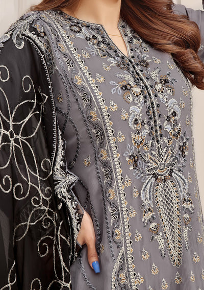 Bin Hameed Ready Made Heavy Embroidered Chiffon Dress - db24583