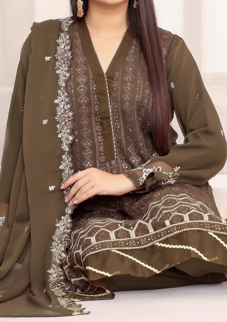 Bin Hameed Ready Made Heavy Embroidered Chiffon Dress - db24871