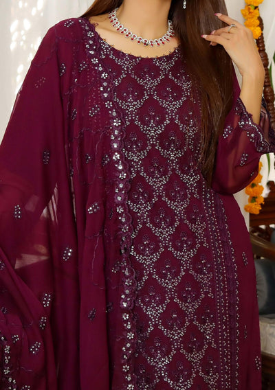 Bin Hameed Ready Made Heavy Embroidered Chiffon Dress - db24601