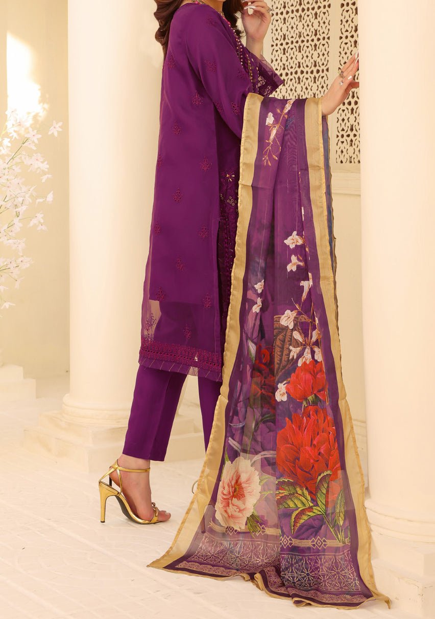open lace back dress Pure Linen Silk Dress Material Set with Organza Dupatta main image 0