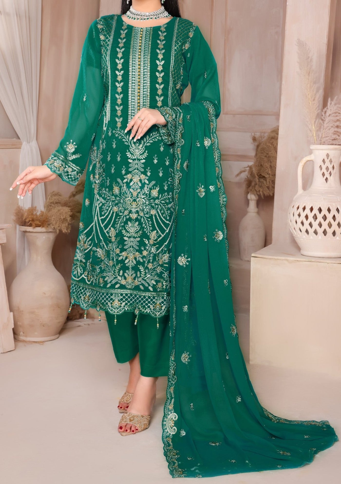 Bin Hameed Tahreem Heavy Embroidered Chiffon Dress - db25569