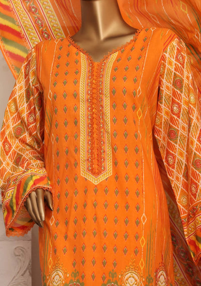 Bin Saeed 3 Pieces Ready Made Printed Cotton Dress - db19845