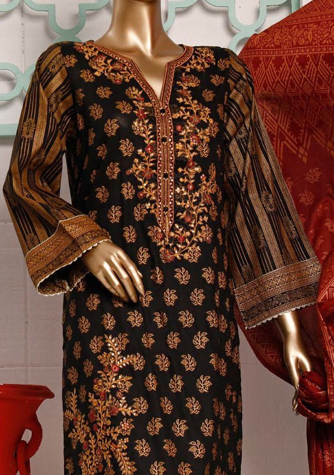 Bin Saeed Embroidered 3 Pieces Ready Made Lawn Dress - db19120