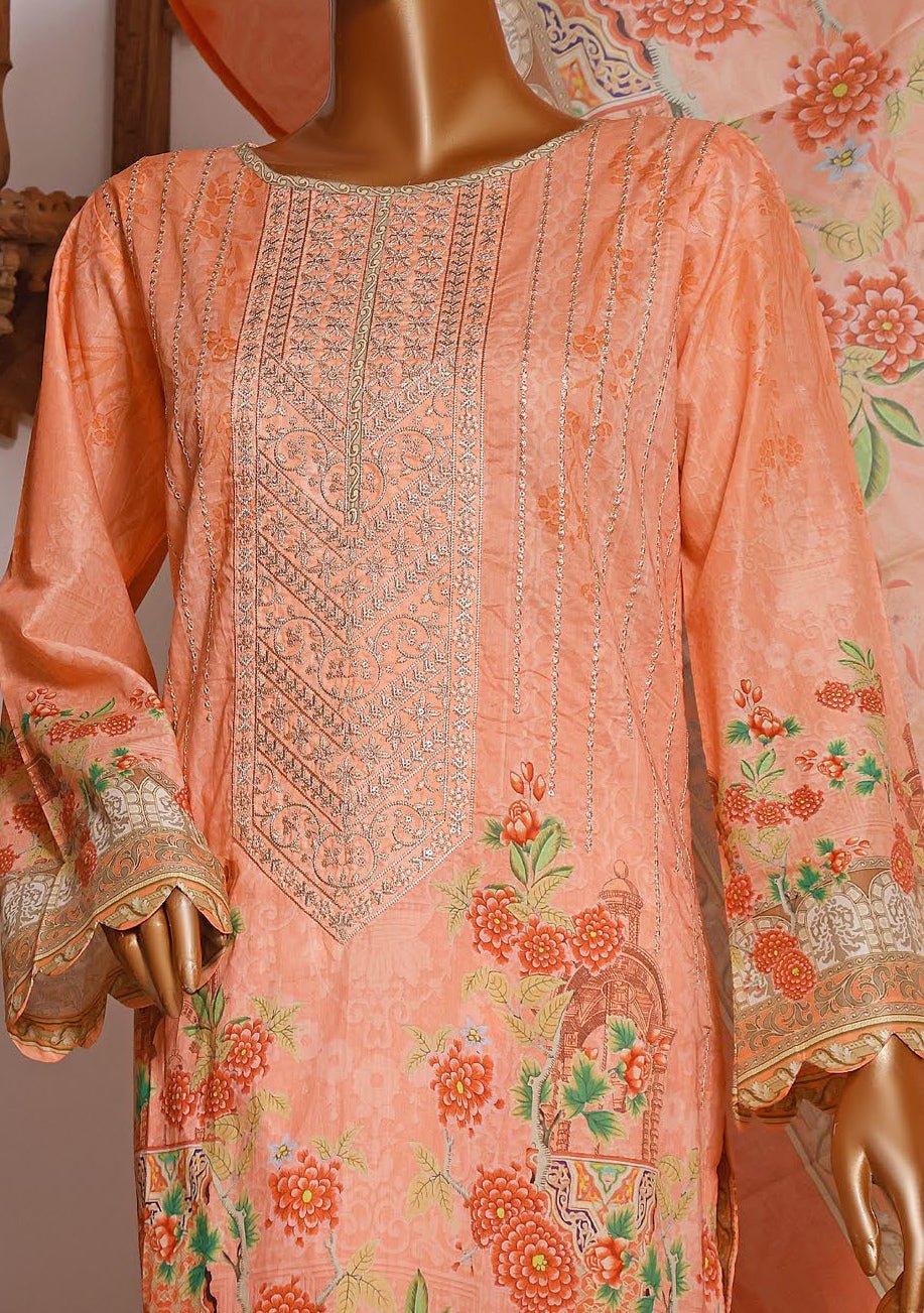 Bin Saeed Embroidered 3 Pieces Ready Made Lawn Dress - db18599