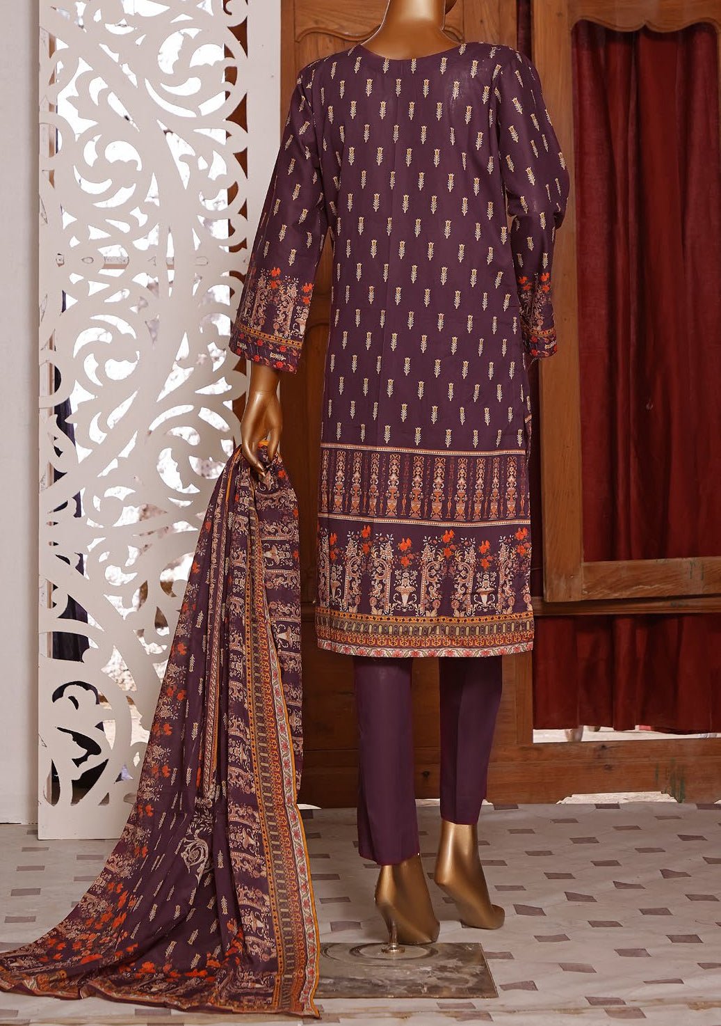 Bin Saeed Embroidered 3 Pieces Ready Made Lawn Dress - db18597