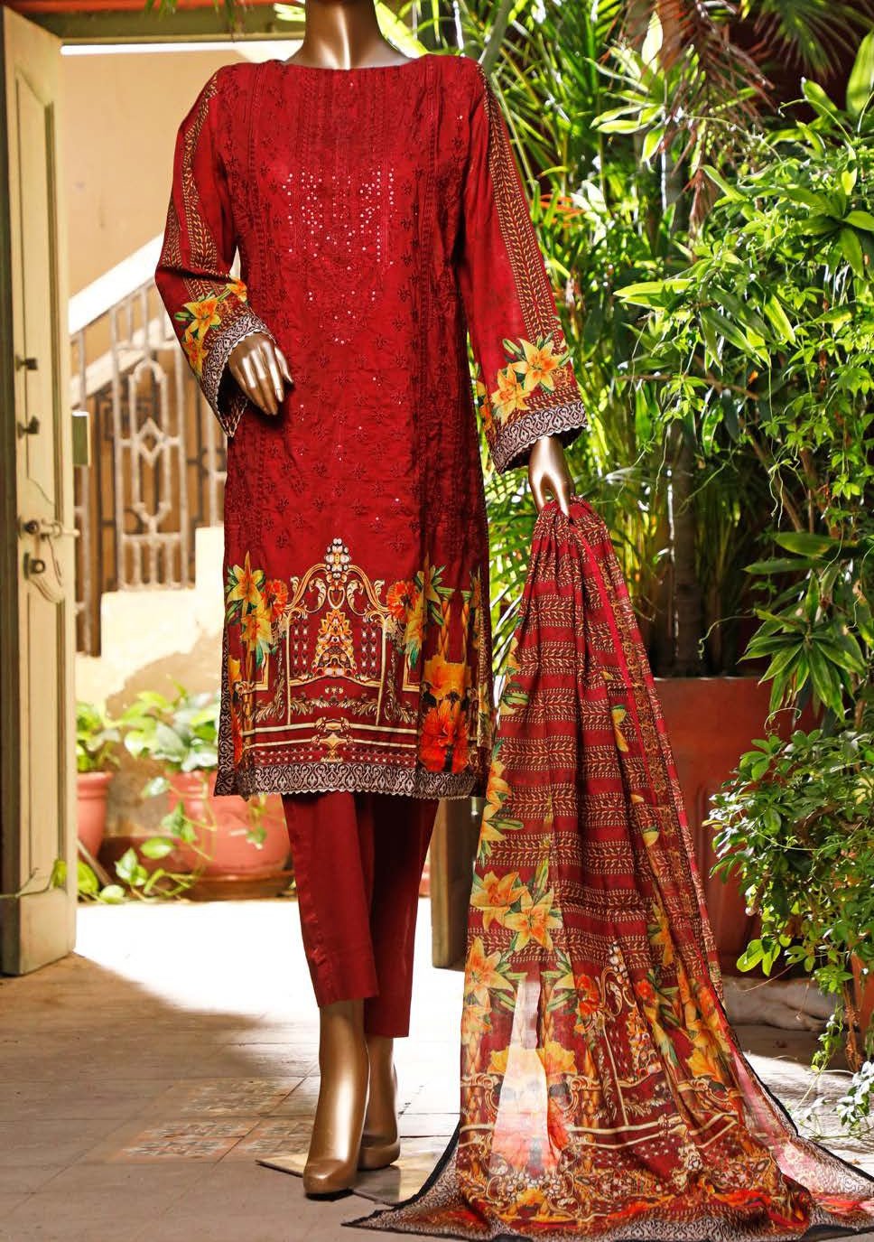Bin Saeed Embroidered 3 Pieces Ready Made Lawn Dress - db19123
