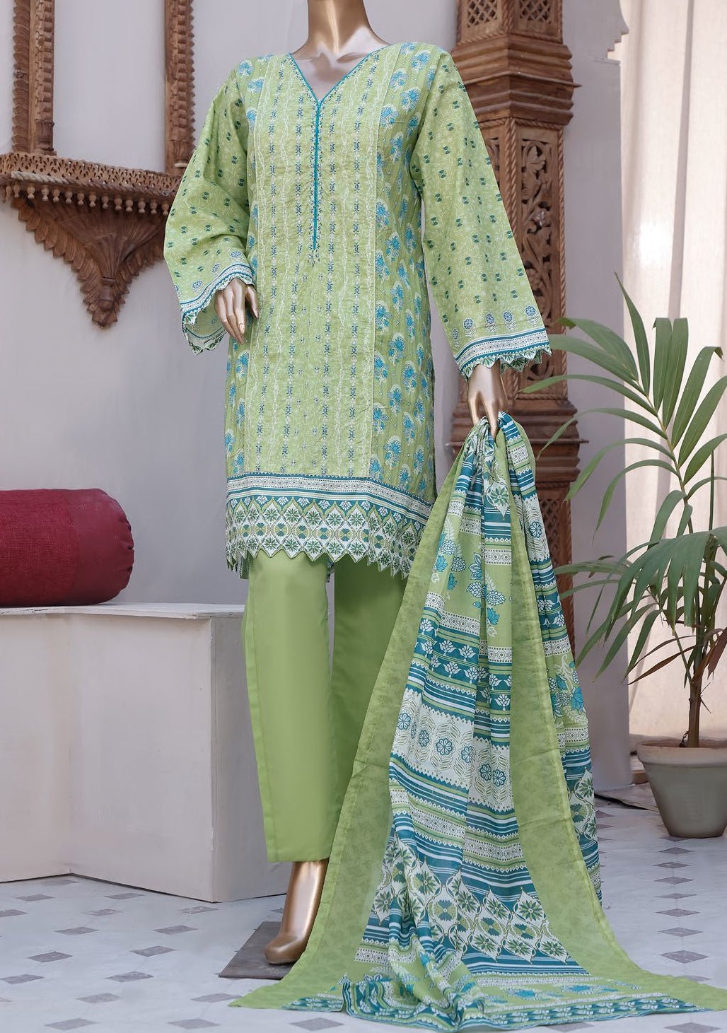 Bin Saeed Embroidered 3 Pieces Ready Made Lawn Dress - db18587