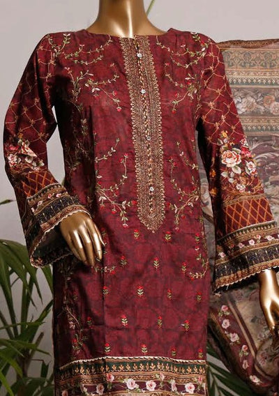 Bin Saeed Embroidered 3 Pieces Ready Made Lawn Dress - db19125