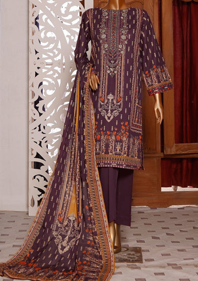 Bin Saeed Embroidered 3 Pieces Ready Made Lawn Dress - db18597