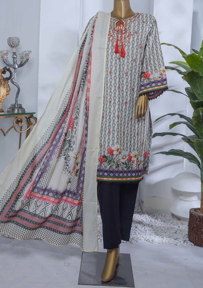 Bin Saeed Embroidered 3 Pieces Ready Made Lawn Dress - db19402
