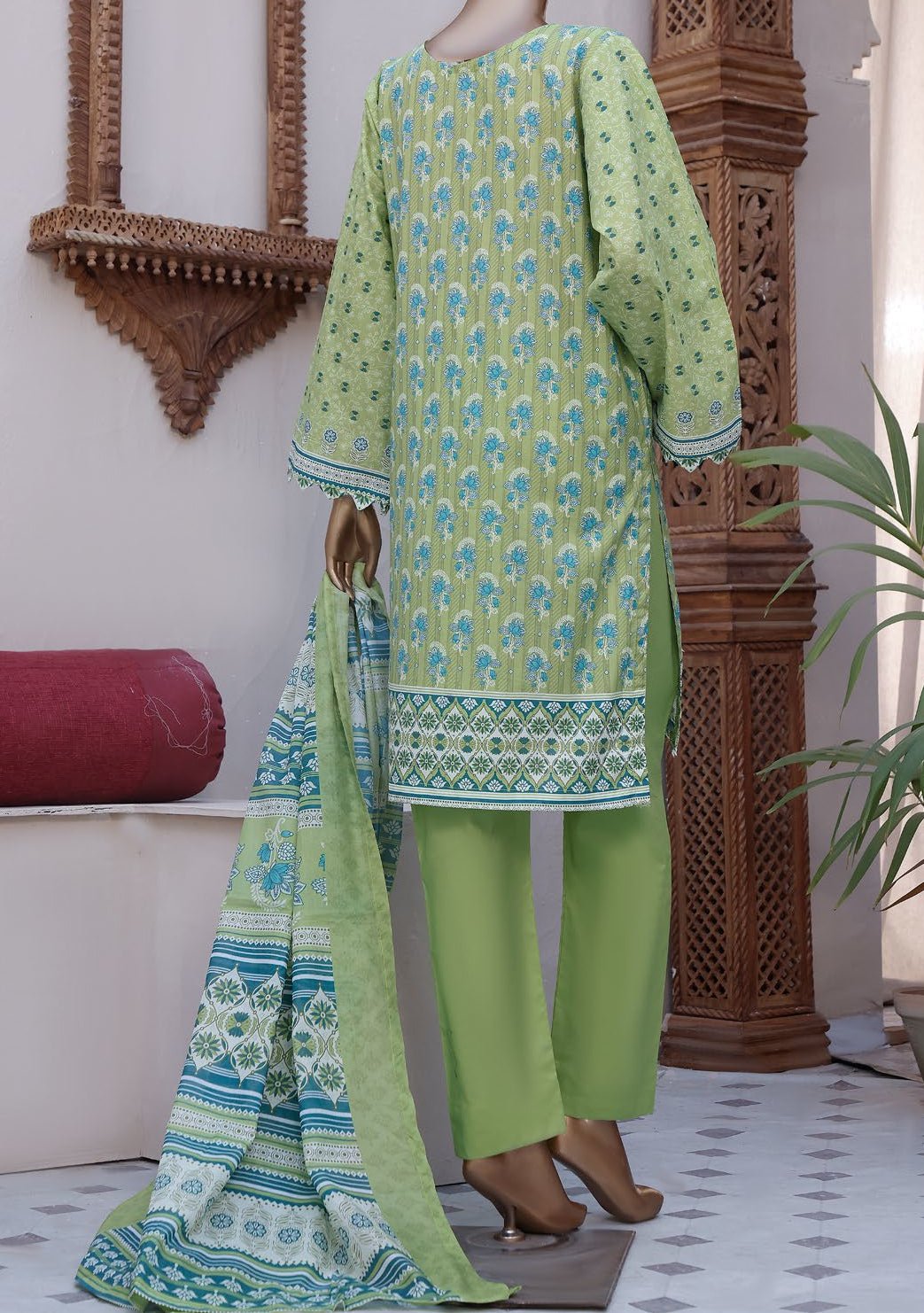 Bin Saeed Embroidered 3 Pieces Ready Made Lawn Dress - db18587