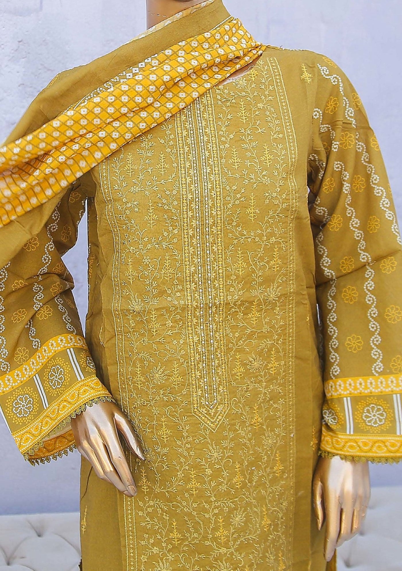 Bin Saeed Ready Made Embroidered Karandi Dress main image 1