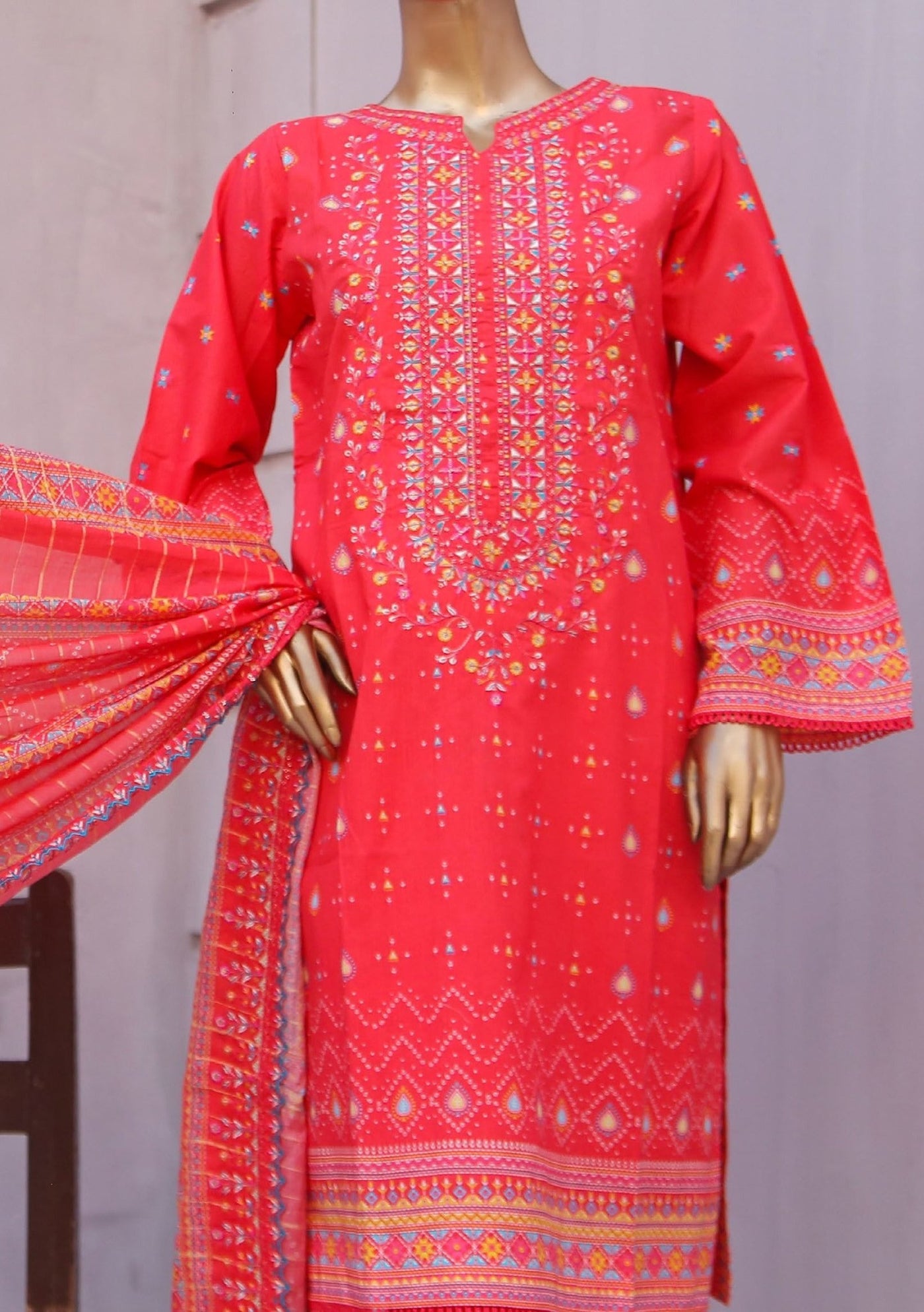 Bin Saeed Ready Made Embroidered Cotton Dress - db24267