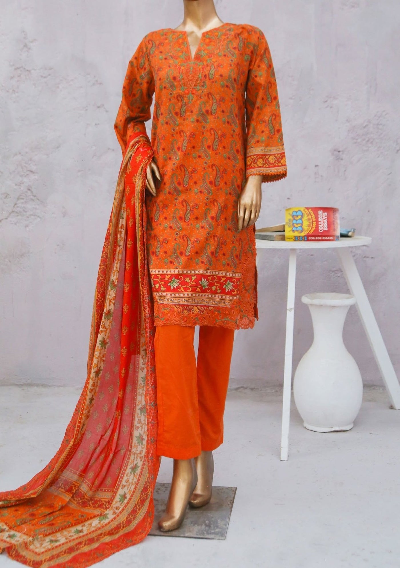 Bin Saeed Ready Made Embroidered Cotton Dress - db24273