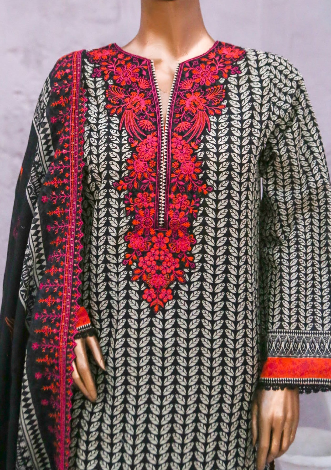 Bin Saeed Ready Made Embroidered Cotton Dress - db24276