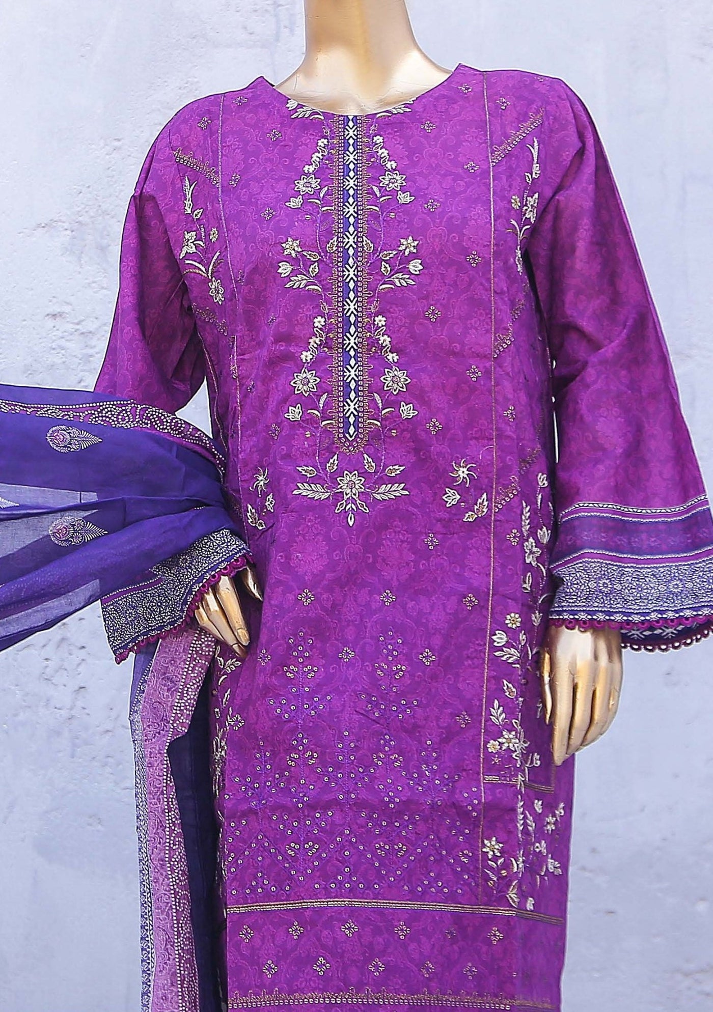 Bin Saeed Ready Made Embroidered Cotton Dress - db24464