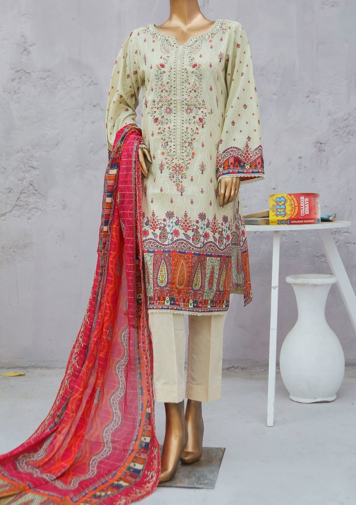 Bin Saeed Ready Made Embroidered Cotton Dress - db24272