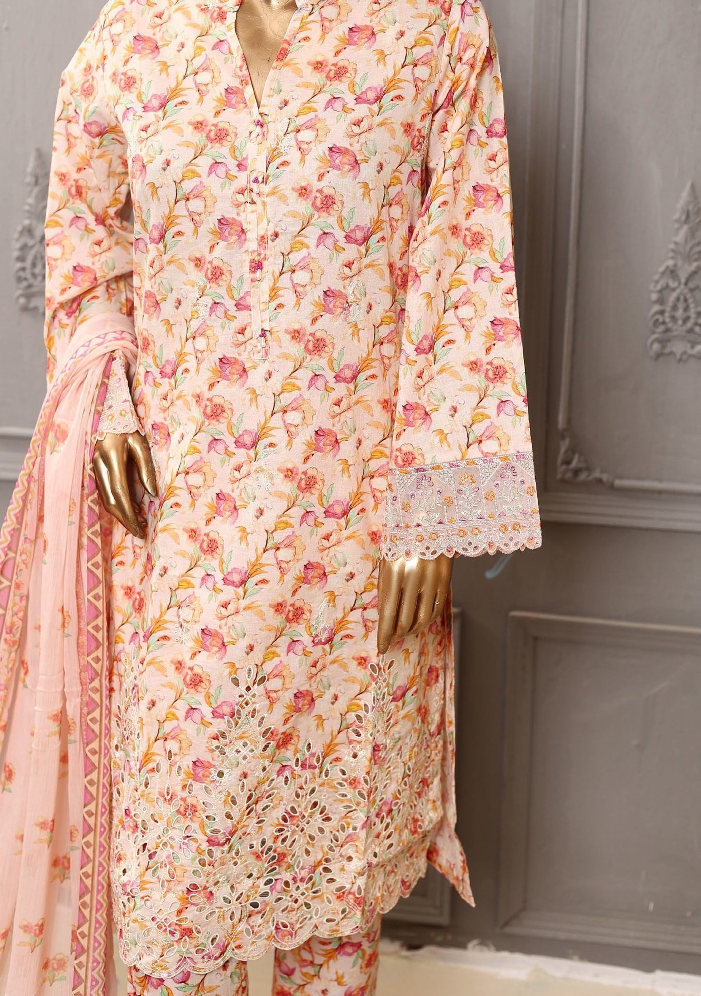 Bin Saeed Ready Made Embroidered Cotton Dress - db24498