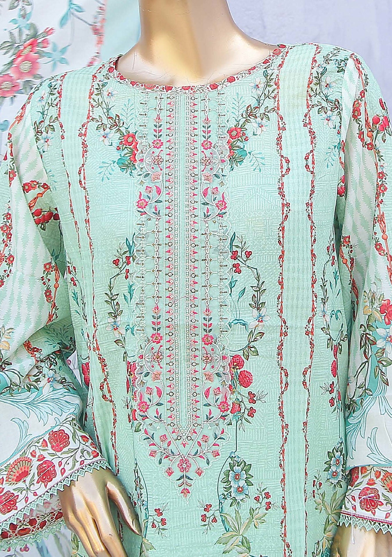 Bin Saeed Ready Made Embroidered Cotton Dress - db24465