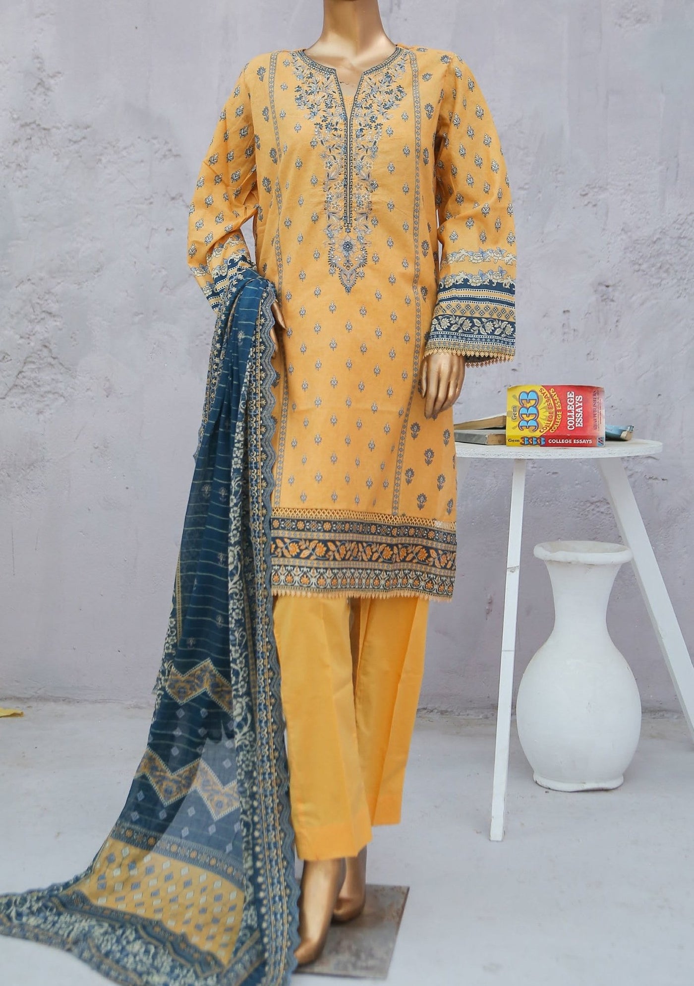 Bin Saeed Ready Made Embroidered Cotton Dress - db24271