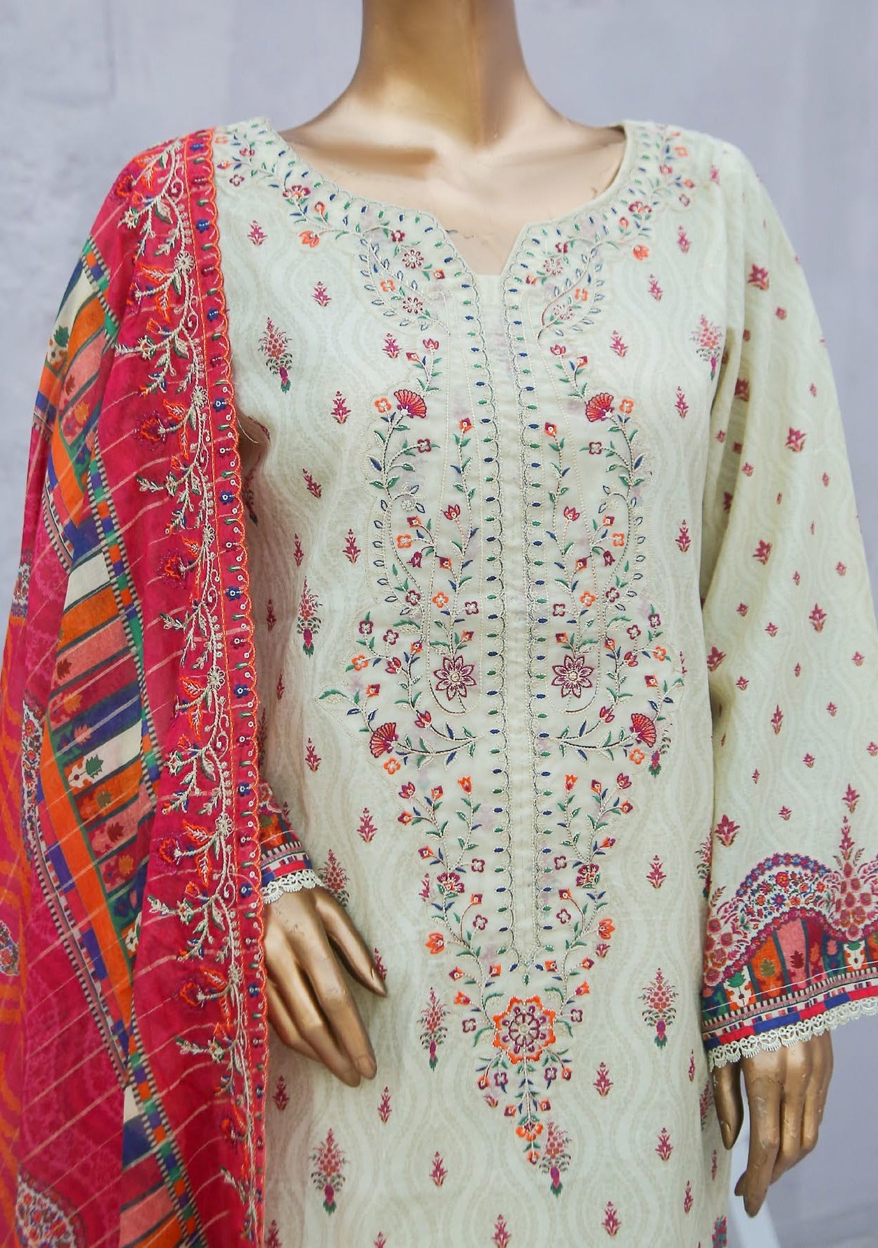 Bin Saeed Ready Made Embroidered Cotton Dress - db24272